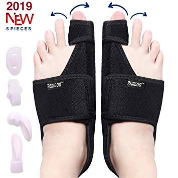 PediGoo Bunion Splints Bunion Corrector Pain Relief Kit, Big Toe Straightener Brace, Toe Separators Spacer Bunion Pad, Slip Proofing, Latest Version, S-M (Size 4-7)