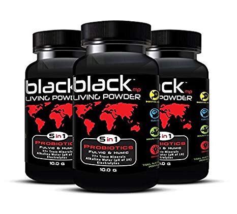 BlackMP Living Powder - SBO Probiotic, Fulvic and Humic Minerals (30 Servings) All Natural Formula Promotes Optimal Health for Women, Men, and Children.3 pack