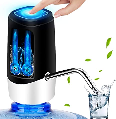 Water Bottle Pump, YOMYM 5 Gallon Water Pump Dispenser USB Charging Portable Electric Drinking Water Bottle Dispenser Switch for Universal 5 Gallon Black