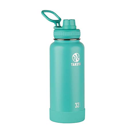 Takeya Actives Insulated Stainless Water Bottle with Insulated Spout Lid, 32oz, Teal