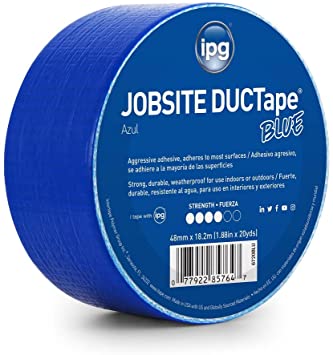IPG JobSite DUCTape, Colored Duct Tape, 1.88" x 20 yd, Blue  (Single Roll)