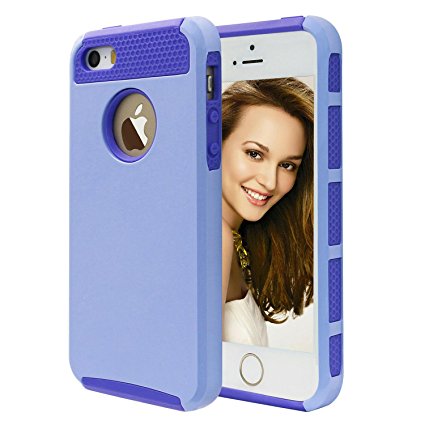 Purple iPhone 5S case, Slim Fit Protection Case Shockproof Hard Rugged Ultra Protective Back Rubber Cover with Dual Layer Impact Protection from DEEGO