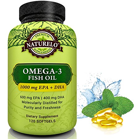 NATURELO Omega-3 Fish Oil Supplement - 1000 mg EPA & DHA per Serving - Best For Heart, Eye, Brain & Joint Health - No Burps - 120 Softgels | 2 Month Supply
