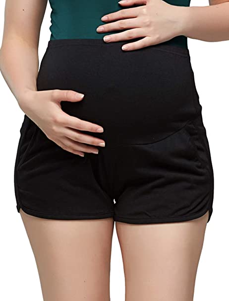 Ecavus Women's Maternity Shorts Pants Leisure Comfort Sports Pregnancy Casual Shorts