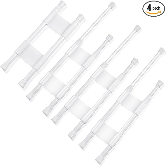 Akamino 4 Sets Double Rv Refrigerator Bar, Adjustable Spring Tension Fridge Rod Extendable to 9.8-15.7in, RV Kitchen Fridge Cabinets Accessories for Holding Food Drinks in Place (White)