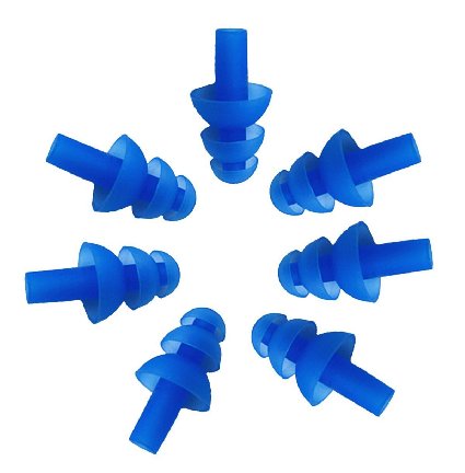 6PAIRS Soft Silicone Earplus Swimmers Flexible Ear Plugs for Swimming Sleeping with Earplug Case (Blue)