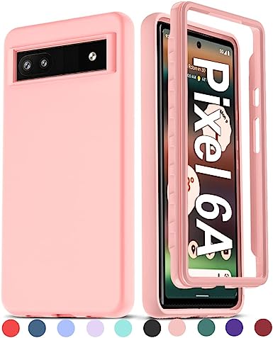 LeYi for Pixel 6A Case, Google Pixel 6A Case for Women Men Girls Boys, 360 Full-Body Shockproof Soft Silicone Protective Phone Case for Google Pixel 6A (2022), Pink