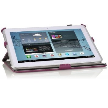 MoKo Slim-Fit Folio Cover Case For Samsung Galaxy Tab 2 101 PURPLE with Built-in Multi-Angle Stand