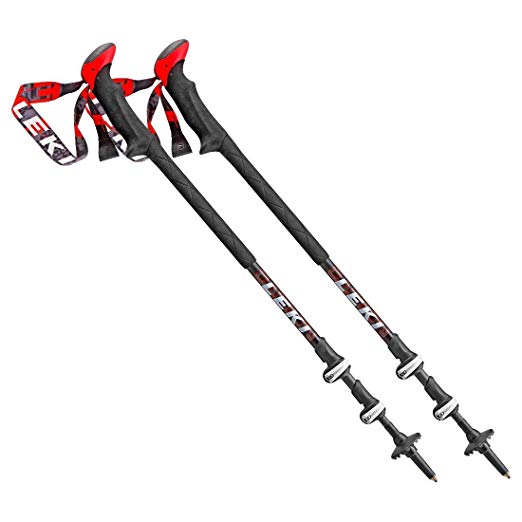 Leki Carbon Ti. System Trekking Pole, Black/Anthracite/White/Neon Red, One Size