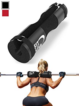 FLASH SALE! Barbell Pad for Standard and Olympic Barbells with Velcro Safety Straps Bonus 30 Day Challenge from Fit Viva – Foam Pad for Weightlifting, Hip Thrusts, Squats and Lunges
