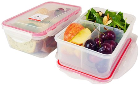 Bento Lunch Box, Meal Prep Containers, Set of 2, Configurable compartments