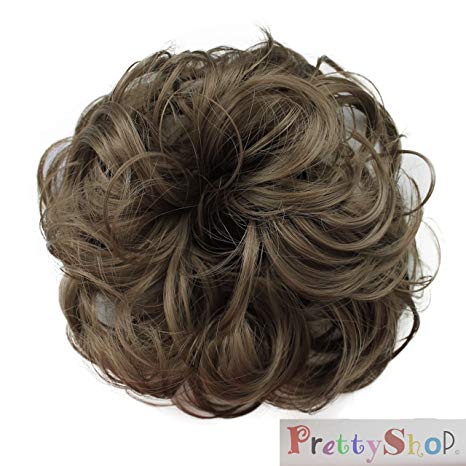 PRETTYSHOP Scrunchie Scrunchy Bun Up Do Hair piece Hair Ribbon Ponytail Extensions Wavy Curly or Messy light brown12