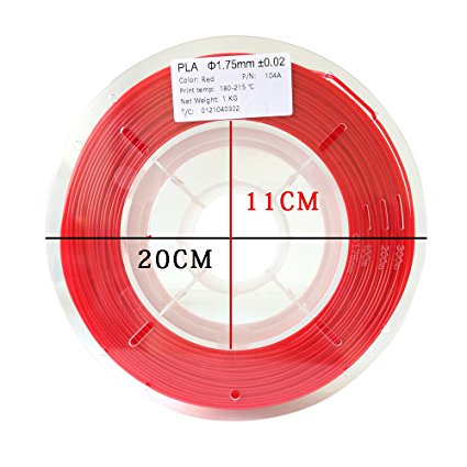 HICTOP 1.75mm PLA 3D Printer Filament - 1kg Spool (2.2 lbs) - Dimensional Accuracy  /- 0.05mm(Red)