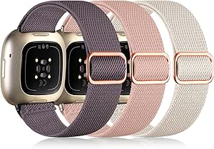 Maledan Bands Compatible with Fitbit Versa 3/ Sense/Versa 4/ Sense 2 Watch Band Men and Women, Adjustable Stretchy Fabric Sport Wristband for Fitbit Versa 3 Watch and Fitbit Sense Smartwatch Bands