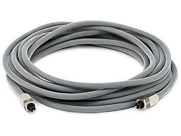 Monoprice 102766 Premium S/PDIF (Toslink) Digital Optical Audio Cable - Silver - 25ft | Heavy Duty Mesh Jacket, Metal Connector Heads, For Play Station, Xbox one, Home theater & More,Black