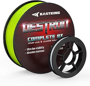 KastKing Destron Braided Fishing Line, Highly Abrasion Resistant, Improved Knot Strength, Ultra-Thin Diameter Superline, 75% Thinner Than Mono