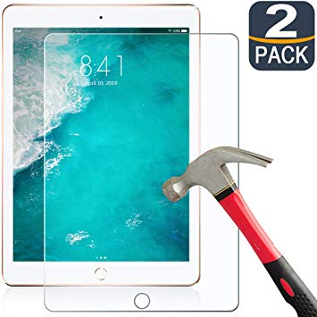 [2 Pack] iPad 6th Generation Screen Protector 9.7,[ 9H Hardness] Tempered Glass Film for iPad 2018/2017/iPad Air 2/Air 1/iPad Pro 9.7 inch/5 th, Compatible Apple Pencil, Anti-Scratch, High Definition