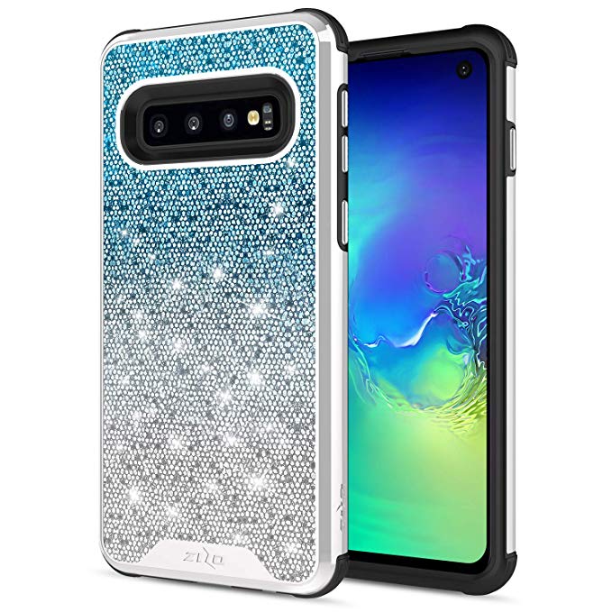 Zizo Wanderlust Series Compatible with Samsung Galaxy S10 Case Dual Layer with Glitter Design Cosmic Dust