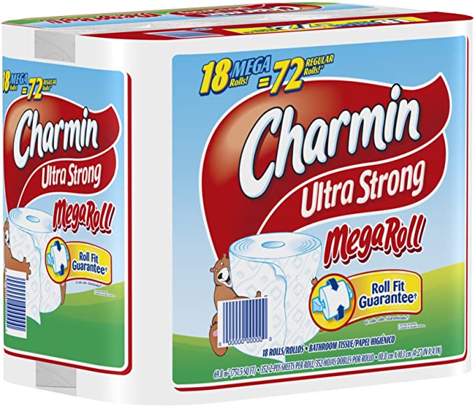 Charmin Ultra Strong, Mega Rolls, 6 Count Pack (Pack of 3) 18 Total Rolls [Amazon Frustration-Free Packaging]