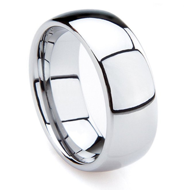 Tungsten Metal 8 mm (5/16 in) High Polished Comfort Fit Domed Wedding Band Ring