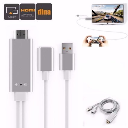 M.Way Aluminium Universal MHL Micro USB to HDMI Cable 6Ft 3 in 1 HD 1080P Type-C Miracast AirPlay Mirroring/ HDTV Adapter for iphone5 5S 6 6S SE Samsung S5 S6 S7 Android iOS Smart Phone Tablet PC