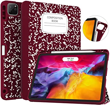 Soke New iPad Pro 11 Case 2020 & 2018 with Pencil Holder - [Full Body Protection   Apple Pencil Charging   Auto Wake/Sleep], Soft TPU Back Cover for 2020 iPad Pro 11 inch(Book Wine)