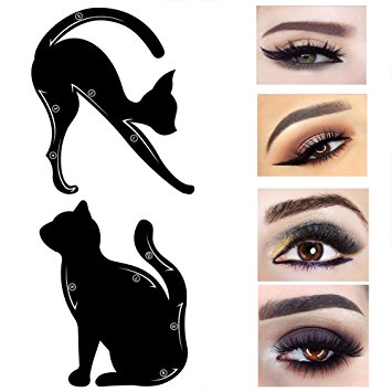 Wisdompark 4 Piece Cat Eyeliner Stencil, Matte PVC Material Repeatable Use Eyeliner Template Plate For Everyone from Beginner to Professionals