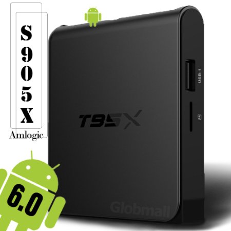 2017 Model Globmall Android 6.0 TV box, T95X Android TV Box Amlogic S905X 64 Bits and True 4K Playing