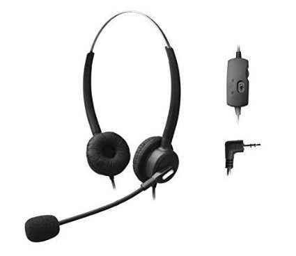 Comdio H203VPA Corded 2.5mm (2 rings) Headset with Flexible Noise Canceling Mic   Volume Mute Control for Polycom Cisco Linksys SPA Office IP Telephone and Cordless Dect Phones with 2.5mm Headset Jack