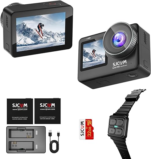 SJCAM SJ10Pro Waterproof 4K60fps 20MP Action Camera Touch Screen, 1/2.3" Image Sensor, SuperbSmooth 3.0 Stabilization, Super-Wide FOV, Metal-Body, 5G WiFi Action Cam Support External Mic Remote Watch