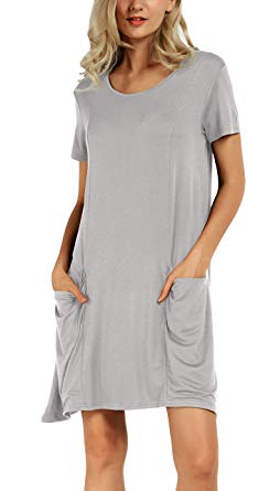 Urban CoCo Women's Short Sleeve Pocket Casual Loose Swing T-Shirt Dress