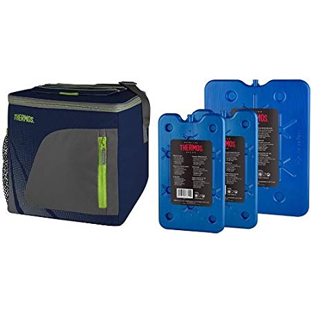 Thermos Radiance Cool Bag, 36 Can - Navy with Thermos Freeze Boards Pack of 3, 1 x 800g, 2 x 400g – Blue