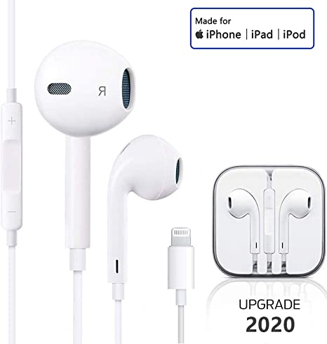 Lighting Earbuds for iPhone 7 Earphones Connector Pop-up Pair Headphones Isolating Headset Support Call Volume Control Compatible with iPhone 7/7 Plus/8/8 Plus/X 10/XS Max/XR for iOS 12
