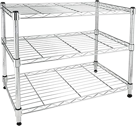 YSSOA 3-Tier Heavy Duty Storage Shelving Unit,Chrome ,23L x 13W x 20H inch