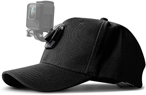 ROCAPRAW Action Cameras Head Mount Hat with Quick Release Buckle Mount Adjustable Cap Compatible for GoPro 5 Session Hero 8/7/6/5/4/3 Plus/3/2/1/DJI OSMO etc.