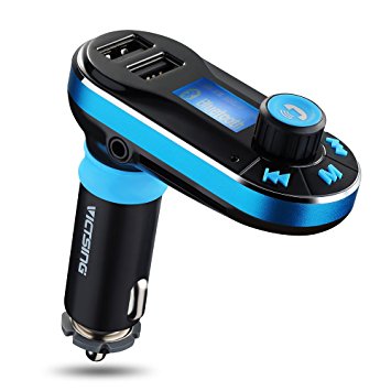 VicTsing Bluetooth MP3 Player FM Transmitter Hands-free Car Kit Charger Support SD Card/USB for iPod iPhone 5 5S 5C 4S 4 iPad Samsung Galaxy S5 S4 S3 Note 3 2 HTC One M8 Sony Xperia Motorala Nokia Smartphones Blue