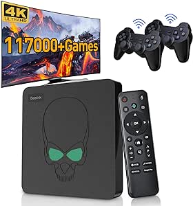 Super Console X King Game Console with 117000 Games,Compatible with Most Emulators,S922X,EmuELEC 4.5/Android 9.0/CoreELEC 3 Systems in 1,4K UHD Output,2.4G 5G WiFi,Voice Remote Control,2 Gamepads