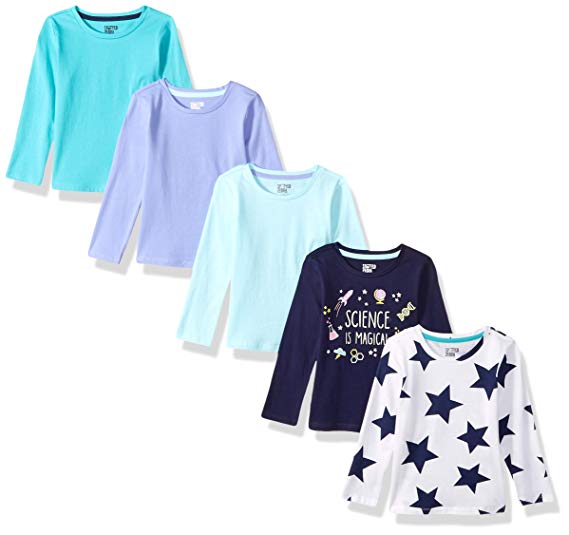 Amazon Brand - Spotted Zebra Girls' 5-Pack Long-Sleeve T-Shirts