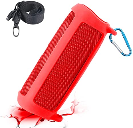 co2crea Silicone Travel Case Replacement for JBL FLIP 5 Waterproof Portable Bluetooth Speaker (Red Case)