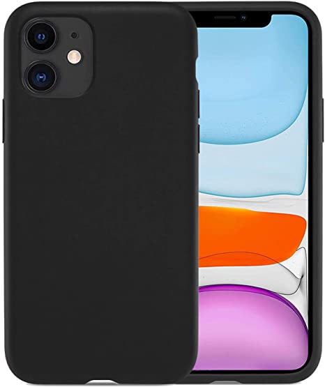 DEEVEER Liquid Silicone Case Compatible with iPhone 11 6.1 inch(2019), Gel Rubber Full Body Protection Shockproof Cover Case Drop Protection Case (Black)