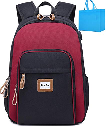 School Backpacks Girls Middle School College Backpack with USB Charging Port Laptop Backpack for Women Fits 15.6 inch Laptop Black