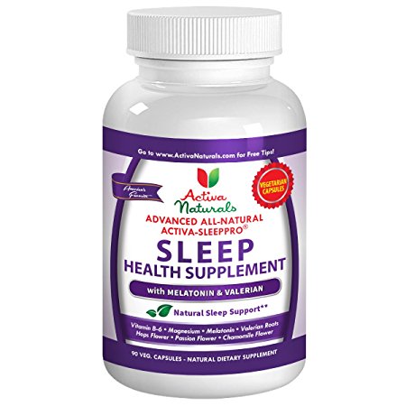 Activa Naturals Sleep Health Supplement - 90 Vegetarian Caps with Melatonin, Chamomile, Hops, Passion Flower & Valerian Herbs for Natural & Healthy Sleep Cycle Support