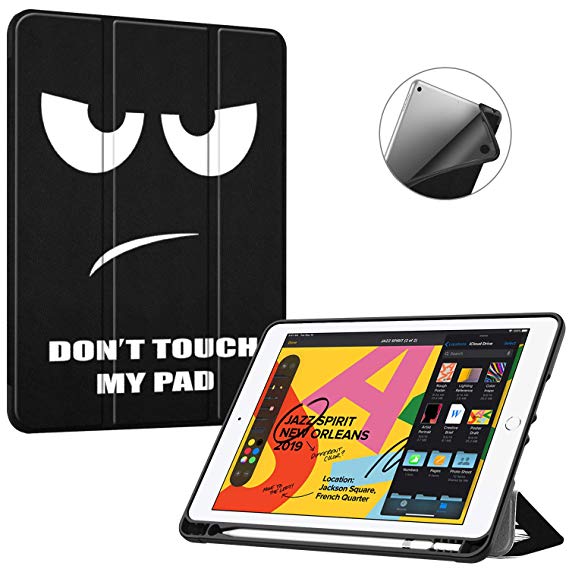 Fintie SlimShell Case for iPad 7th Generation 10.2 Inch 2019 with Built-in Pencil Holder - Lightweight Smart Stand Soft TPU Back Cover, Auto Wake/Sleep for iPad 10.2" Tablet, Dont Touch