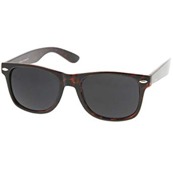 zeroUV - Retro 80's Classic Colored Mirror Lens Square Horn Rimmed Sunglasses for Men Women