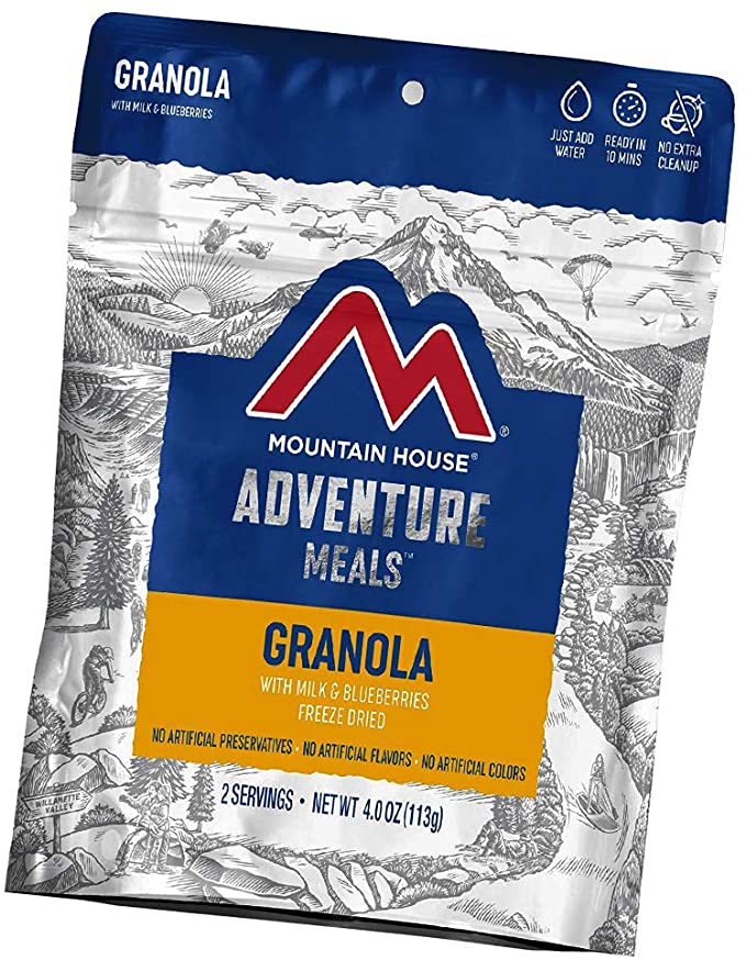 Mountain House Granola with Milk & Blueberries | Freeze Dried Backpacking & Camping Food