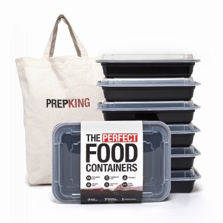 Food Grade Meal Prep Containers - BPA-Free - Tight Lock Seal - Microwave and Freezer Safe - 1-Compartment 7 Pack 28oz - Tote Bag Bonus