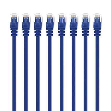GearIT 8-Pack, Cat 6 Ethernet Cable Cat6 Snagless Patch 1 Foot - Snagless RJ45 Computer LAN Network Cord, Blue - Compatible with 8 Port Switch POE 8port Gigabit