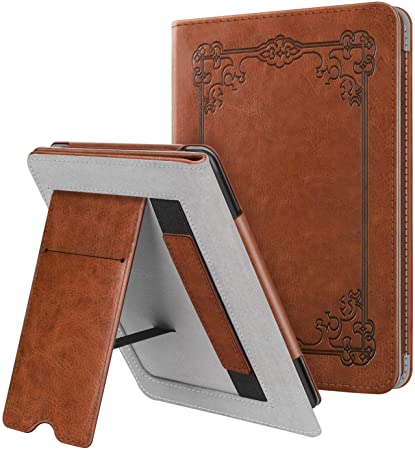 Fintie Stand Case for Kindle Paperwhite (Fits All-New 10th Generation 2018 / All Paperwhite Generations) - Premium PU Leather Protective Sleeve Cover with Card Slot and Hand Strap, Vintage Brown