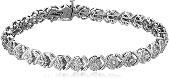 Diamond "X" Bracelet (1/10 cttw, I-J Color, I2-I3 Clarity), 7.25"