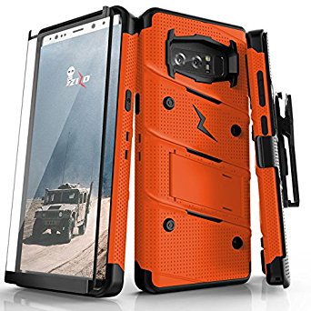 Samsung Galaxy Note 8 Case, Zizo [Bolt Series] FREE [Curved Full Glass Screen Protector]Kickstand[12 ft. Military Grade Drop Tested]Holster Note 8